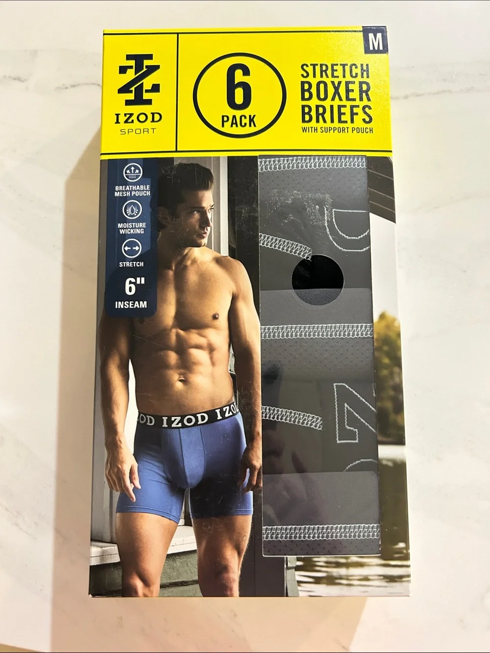 Izod Men’s Blue Stretch Boxer Briefs - 6 Pack